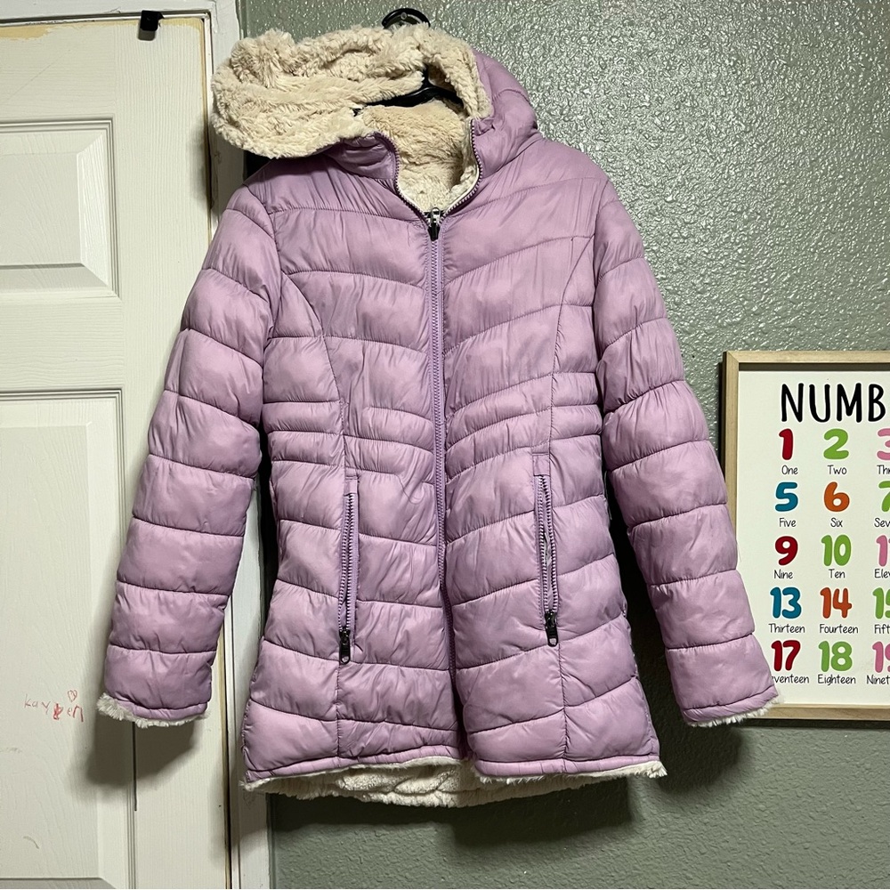 Steve Madden purple reversible Sherpa jacket Sz L